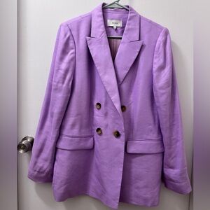 Reiss Hollie Lilac Linen Blend Double Breasted Blazer Jacket - US Sz. 12
